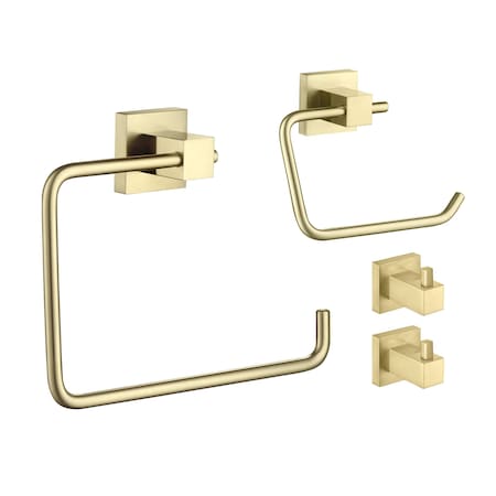 Kibi Cube 4-Piece Bathroom Hardware Set C-KBA15-4BG-2